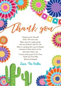 Thank You Card Fiesta Baby Shower White design preview