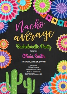 Bachelorette Party Invitation Nacho Average Chalk design preview