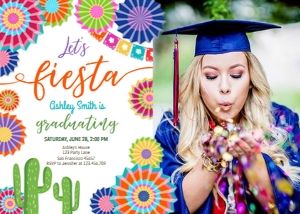 Graduation Invitation Lets Fiesta White Photo design preview