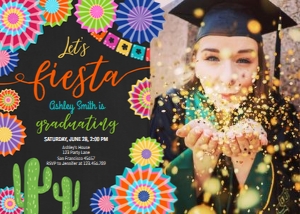 Graduation Invitation Lets Fiesta Chalk Photo: Graduation Invitation Lets Fiesta Chalk Photo
