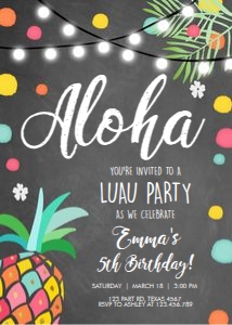 Birthday Invitation Aloha Pineapple Tropical design preview