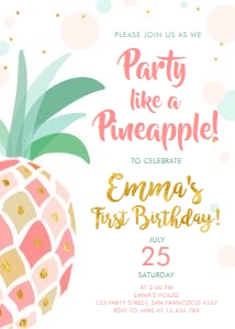 Birthday Invitation Pineapple Tropical design preview