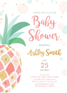 Baby Shower Invitation Pineapple Tropical: Baby Shower Invitation Pineapple Tropical