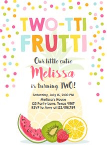 Birthday Invitation Two-tti-Frutti design preview