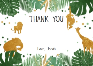 Thank You Card Safari Animals Boy design preview