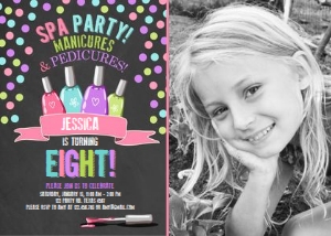 Birthday Invitation Spa Black - With photo design preview