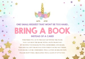 Bring a Book Card Unicorn design preview