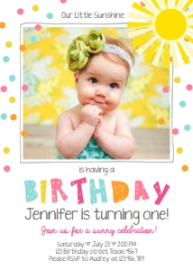 Birthday Invitation Our Little Sunshine Letters White Girl: Birthday Invitation Our Little Sunshine Letters White Girl