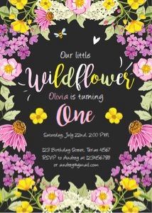 Birthday Invitation Wildflower Chalk: Birthday Invitation Wildflower Chalk
