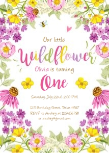 Birthday Invitation Wildflower White design preview
