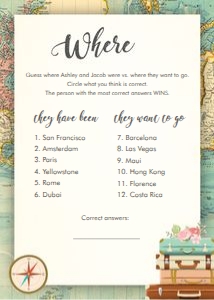 Bridal Shower Game Travel Where design preview
