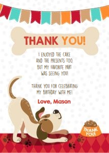 Thank You Card Puppy Dog Paw-Tie Boy design preview