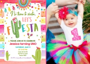 Birthday Invitation Fiesta Colors White Photo design preview