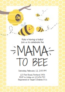 Baby Shower Invitation Mama To Bee Yellow: Baby Shower Invitation Mama To Bee Yellow