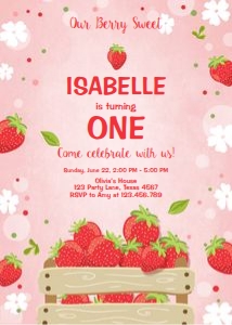 Birthday Invitation Strawberry V2 design preview