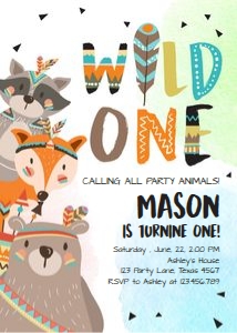 Birthday Invitation Tribal Woodland design preview