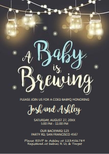 Baby Shower Invitation Brewing Black Blue No Bottles design preview