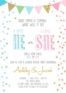 Gender Reveal Party Invitation He or She White design preview