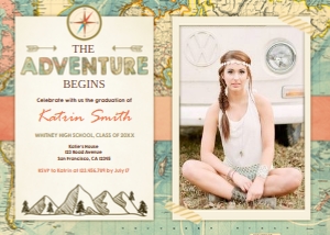 Graduation Invitation The Adventure Begins Photo design preview