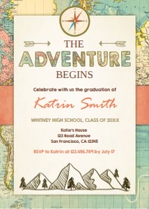 Graduation Invitation Let the Adventure Begins design preview