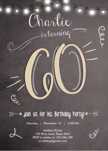 Birthday Invitation Adult 60 Vertical design preview