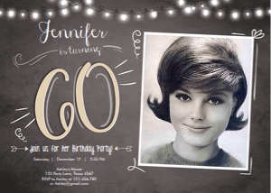 Birthday Invitation Adult 60 - With photo design preview