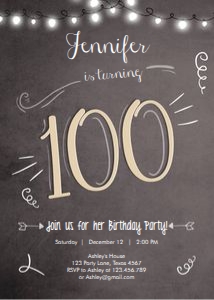 Birthday Invitation Adult 100 Vertical design preview