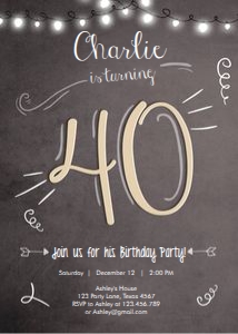 Birthday Invitation Adult 40 design preview