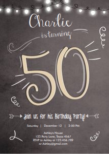 Birthday Invitation Adult 50 Vertical design preview