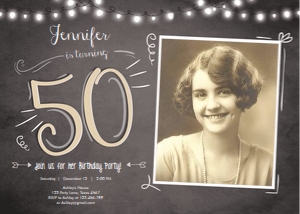 Birthday Invitation Adult 50 - with photo design preview