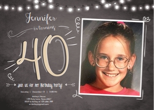 Birthday Invitation Adult 40 - with photo design preview