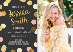 Graduation Party Invitation Gold Confetti Chalk design preview