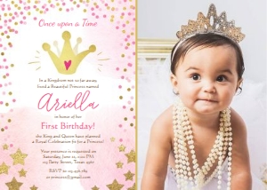Birthday Invitation Princess Crown Photo design preview