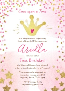 Birthday Invitation Princess Crown design preview