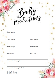 Baby Shower Game Floral Baby Predictions design preview