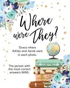 Where were they Bridal Shower Game Floral Blue design preview