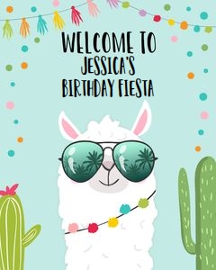 Welcome Sign Llama Blue design preview