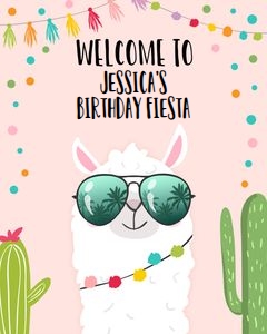 Welcome Sign Llama Pink 2 design preview