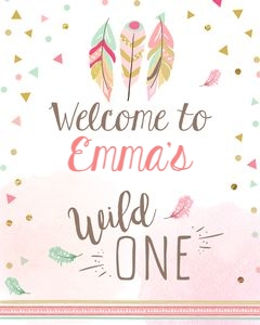 Welcome Sign Wild One Feathers design preview