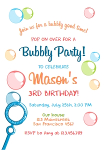 Birthday Invitation Bubble Party Boy design preview