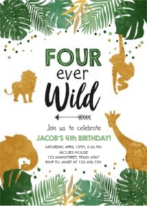 Birthday Invitation Safari Animals Fourever Wild Boy design preview