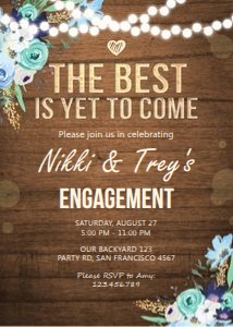 Engagement Party Invitation Wood Floral design preview