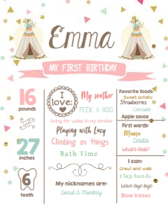 Birthday Milestones Poster Teepee design preview