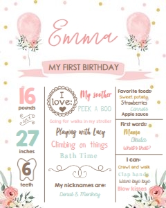 Milestones Poster Pink Balloon design preview