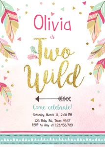 Birthday Invitation Two Wild Boho design preview