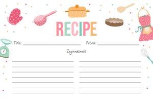 Recipe Card Cooking 4x6: Recipe Card Cooking