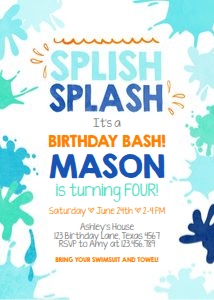 Birthday Invitation Splish Splash Blue design preview