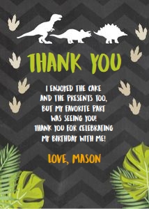 Thank you Card Dinosaur Boy Chalk design preview