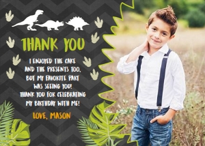 Thank you Card Dinosaur Boy Chalk - with photo design preview