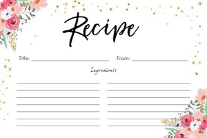 Recipe Card Floral Pink design preview
